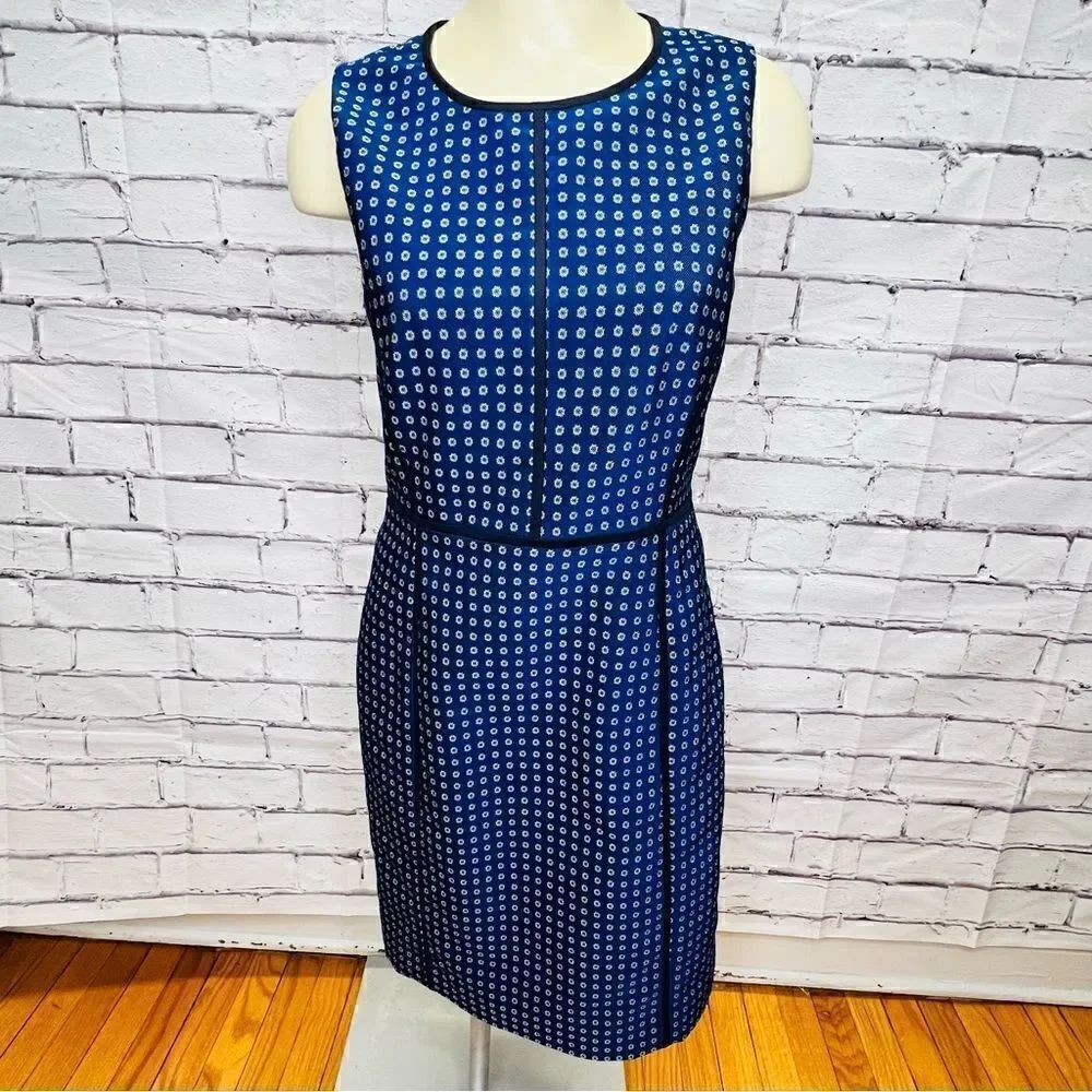 J. Crew Paneled Sheath Dress. Navy White & green Design